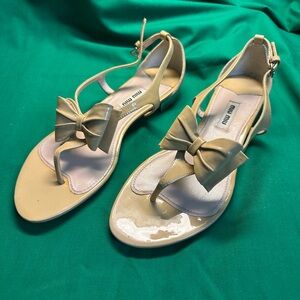 Miu Miu Tan Bow Sandals